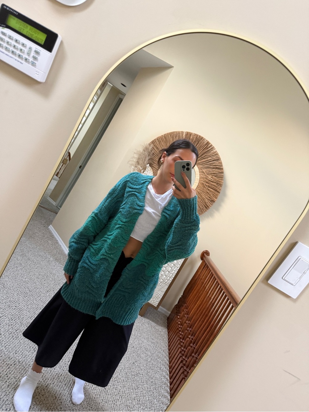 Free People Teal Open-Front Knit Cardigan